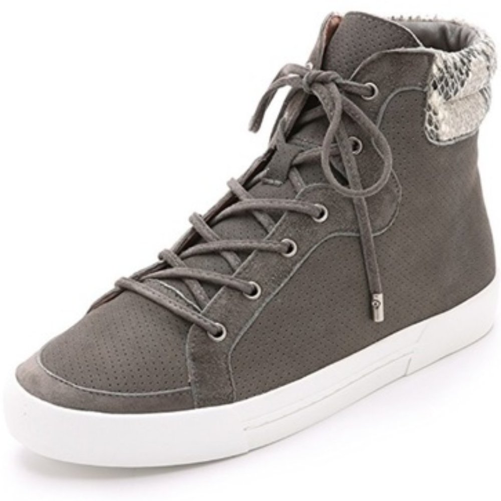 Joie Devon Grey perforated suede hitop snake
